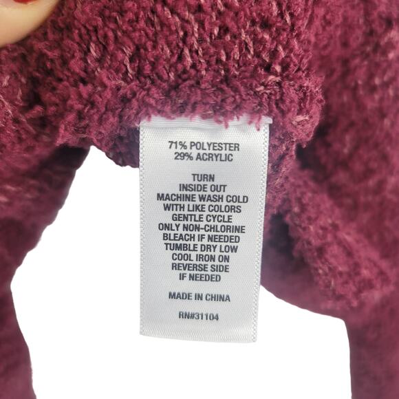 True Craft Originals Super Soft Crop Hooded Burgundy Sweatshirt Women M - Picture 3 of 4